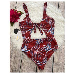 B1 -- NWT multicolor AMUSE SOCIETY touch me not one piece swimwear LARGE $172